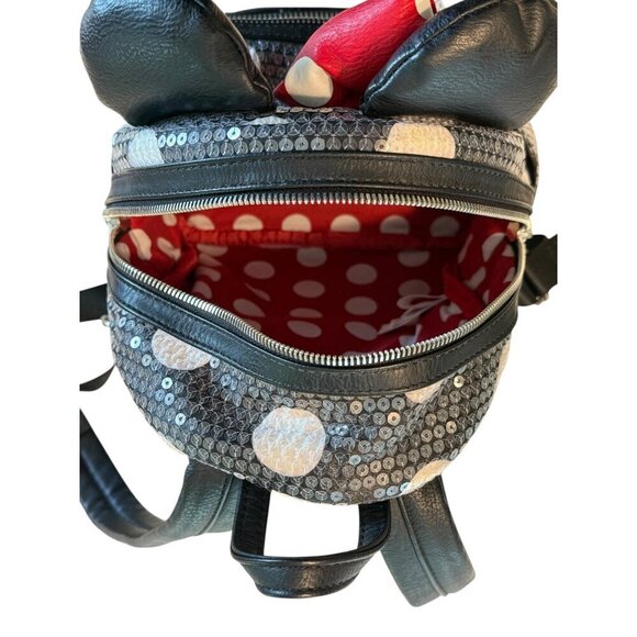 Disney Parks Minnie Mouse Loungefly Sequined Polka Dot Backpack - Picture 8 of 10